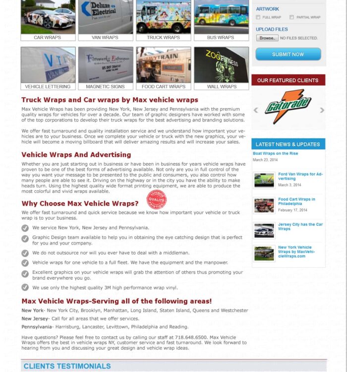 Max Vehicle Wrap Website